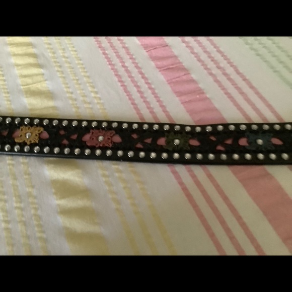 Roper leather rhinestone multicolor belt SZ 36 - Picture 11 of 11